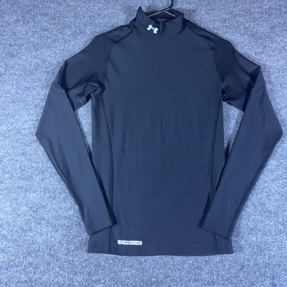 Under Armour ColdGear Mock Neck Compression Shirt Mens Medium Black Long Sleeve